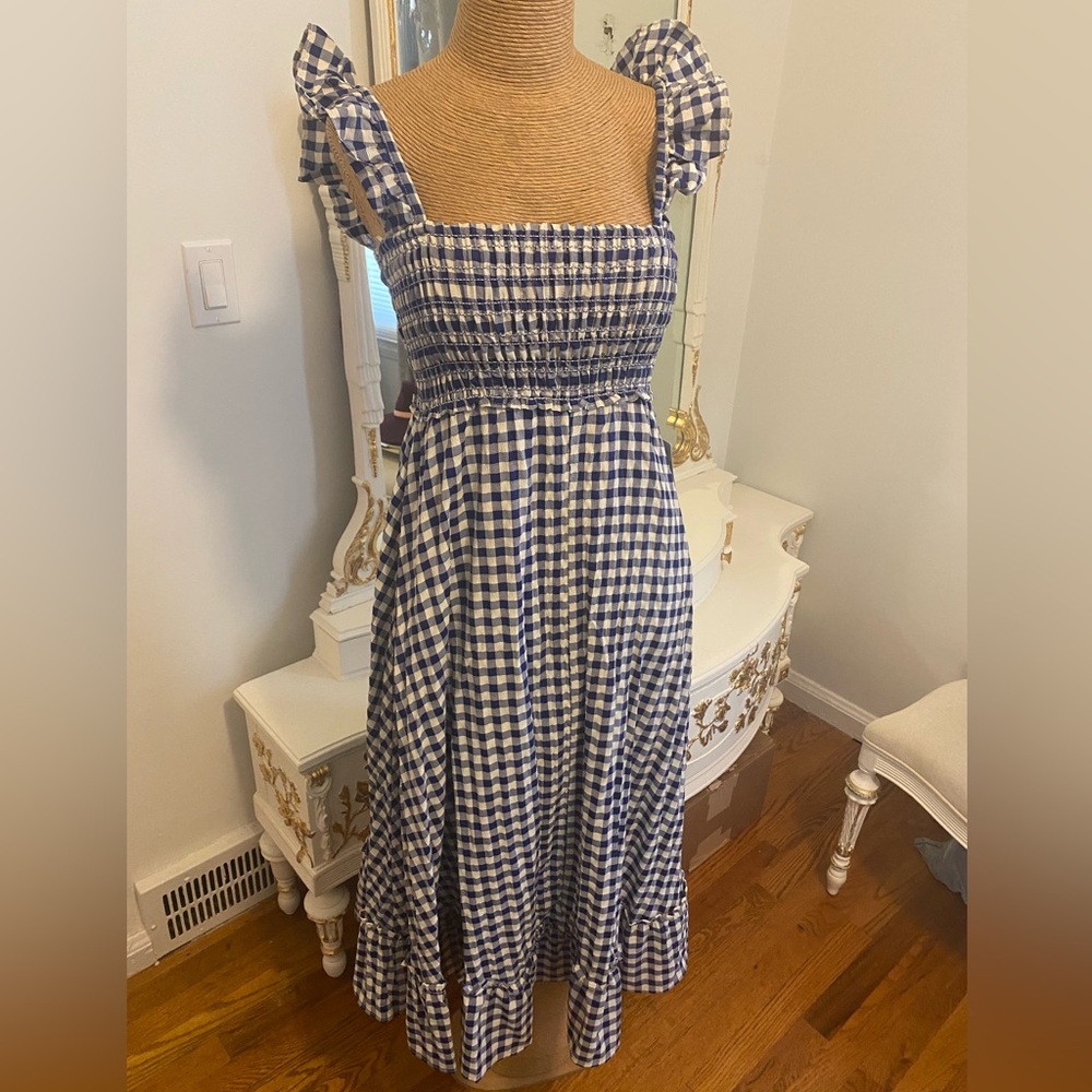 Nordstrom Max Studio Navy and White Checkered Dress